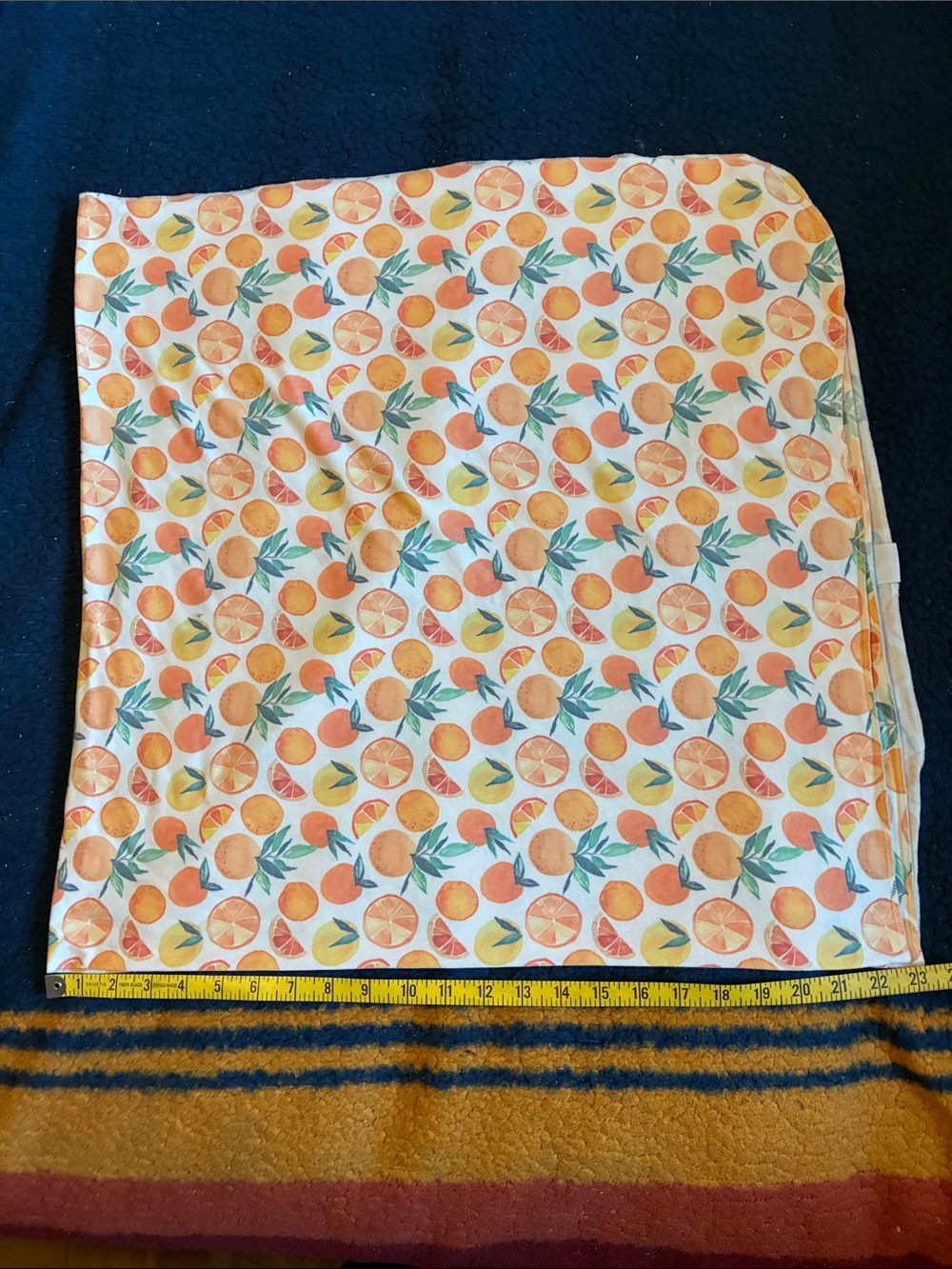 Copper pearl Citrus Print Square Cloth - Orange & Green